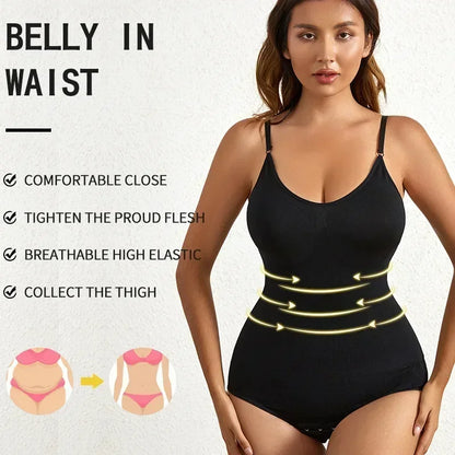 Solid Seamless Shaping Shapewear Bodysuit, Tummy Control Butt Lifting Slimmer Body Shaper, Women'S Underwear & Shapewear